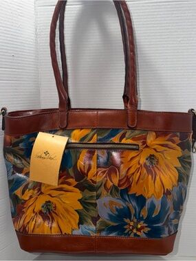 Patricia Nash Mallory Convertible Leather Tote Bag in Marigold Harvest NWT